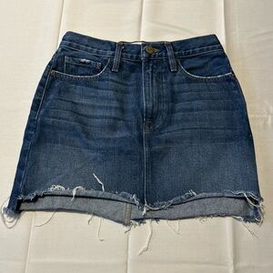 Frame Casablanca Blue Denim Jean Mini Skirt Distressed Stagger Hem Size 26